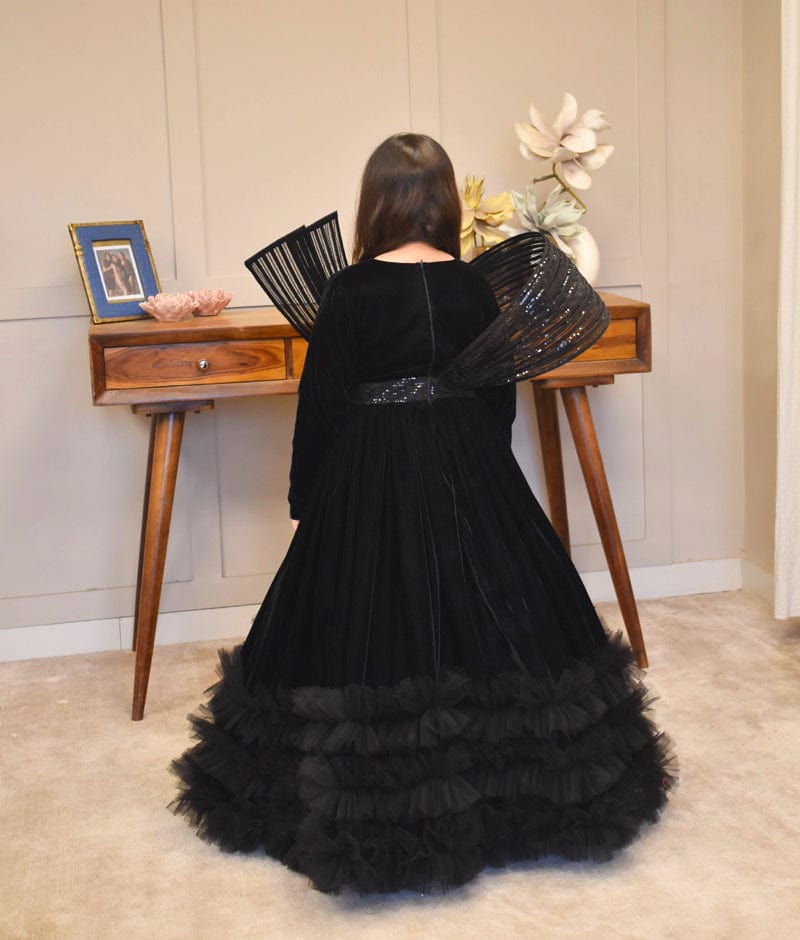 Marcella Long-Sleeve Velvet Gown